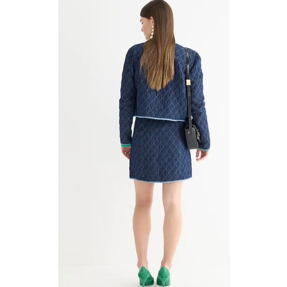 26. J.Crew Quilted denim mini skirt - Picture 3 of 9